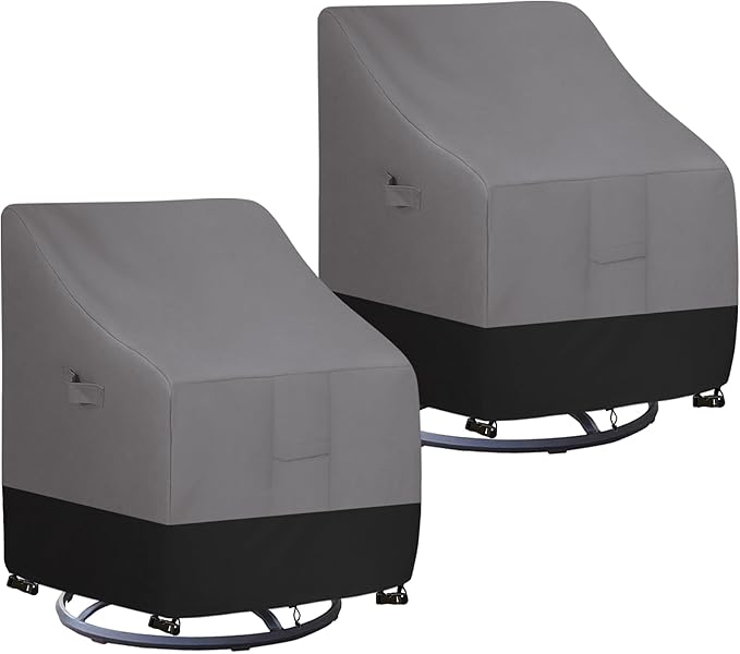Easy-Going Outdoor Swivel Chair Cover Waterproof, Heavy Duty Patio Chair Cover, Windproof Outdoor Furniture Cover with Air Vent (2 Pack-28Wx33Dx38.5H inch, Gray/Black)