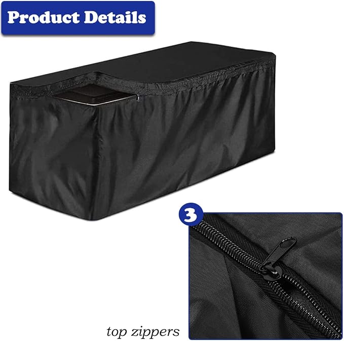 SUNSURE Deck Box Cover Heavy Duty Waterproof Outdoor Ottoman Bench Cover for Keter Large Deck Boxes Rectangular Storage Box Cover with Drawstring and Zipper (62x32x28in)