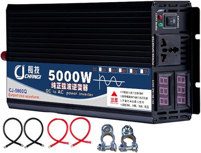 Upgraded high Power 6000W 8000W 10000W 12000W 16000W Pure Sine Wave Power Inverter 12V 24V 48V DC to 110V 220V AC Converter with LED Display for Car/RV Home Solar System(5000W,48vto110V)