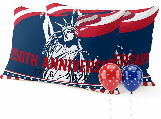 250th Anniversary Outdoor Pillow Covers 20"x12" Set of 2, Statue of Liberty Independence Day Waterproof Throw Pillow Covers for Patio Furniture, Decorative Cushion Covers for Porch