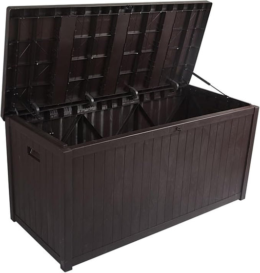 Outdoor Storage Box - Lockable Garden Rooftop Organizer, Patio Balcony Tool Box, Durable End Table Storage Cabinet,Brown