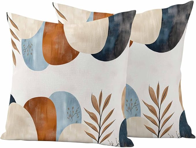 Bohemian Nordic Outdoor Waterproof Throw Pillow Covers Set of 2, 26"x26", Simple Colorful Abstract Leaves Decorative Pillow Covers Outside Cushion Case for Patio Porch Garden