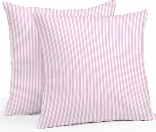 Throw Pillow Covers 20x20 Inch Set of 2, Pink White Stripe Waterproof Outdoor Cushion Covers, Modern Minimalist Geometric Striped Decorative Pillowcases for Couch, Sofa, Bed, Garden, Patio