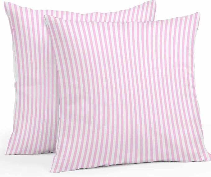 Throw Pillow Covers 26x26 Inch Set of 2, Pink White Stripe Waterproof Outdoor Cushion Covers, Modern Minimalist Geometric Striped Decorative Pillowcases for Couch, Sofa, Bed, Garden, Patio