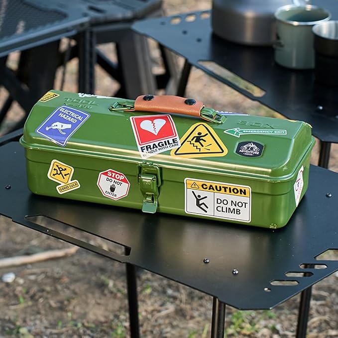 HUIOP Portable Camping Picnic Tool Box with Handle, Metal, Water Repellent, 1 Compartment