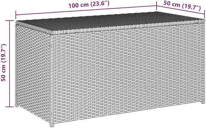Outdoor Patio Storage Box with Lid, 39.4 Inch Poly Rattan Deck Box for Cushions, Waterproof Garden Furniture Organizer, Large Weather Resistant Gray Storage Chest for Backyard, Poolside, Patio