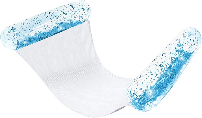 SplashParty Inflatable Pool Hammock with Aqua Glitter