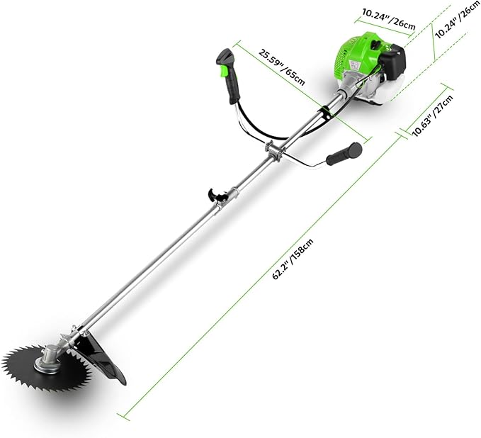 COOCHEER 58cc Gas Weed Eater, 4 in 1 String Trimmer 2-Cycle Gas Powered Weed Wacker Brush Cutter with 18.5’’ Cutting Path, Straight Shaft Weed Trimmer Grass Cutter for Yard, Garden Care, Green