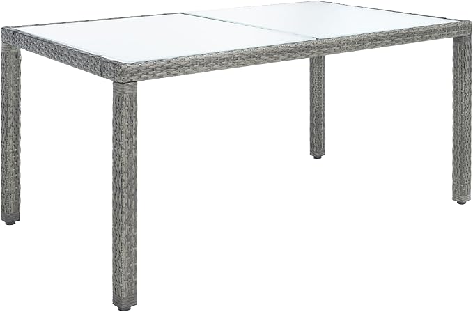SAFAVIEH Outdoor Collection Ashwin Natural/White Cushion Faux Rattan Dining Set