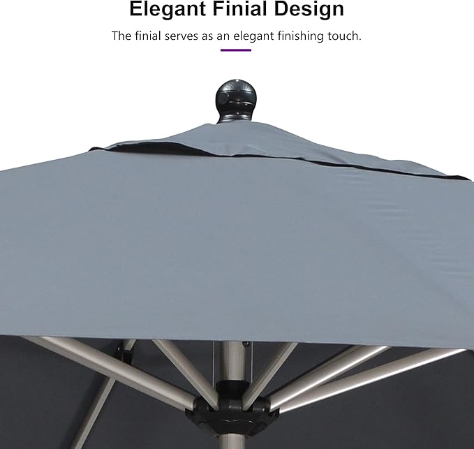 PURPLE LEAF 10' x 10' Square Patio Umbrella, Alumimum Outdoor Market Umbrella with 3 Year Fade Resistant, Pool Umbrella for Deck Garden, Patio, or Poolside, Lawn