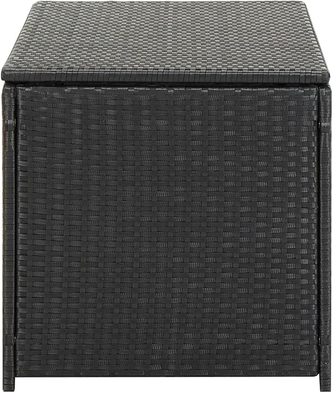 Outdoor Rattan Wicker Garden Storage Box, Patio Deck Storage Box, Patio Storage Container for Indoor, Patio Furniture Cushions, Pool Supplies,Poly Rattan 39.3"x19.6"x19.6" Black,-229