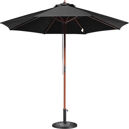 Yescom 9ft Coastal Solid Wood Umbrella Pulley Lift Commercial Base with Wheel Included for Seaside Restaurant Terrace Poolside Beach Club