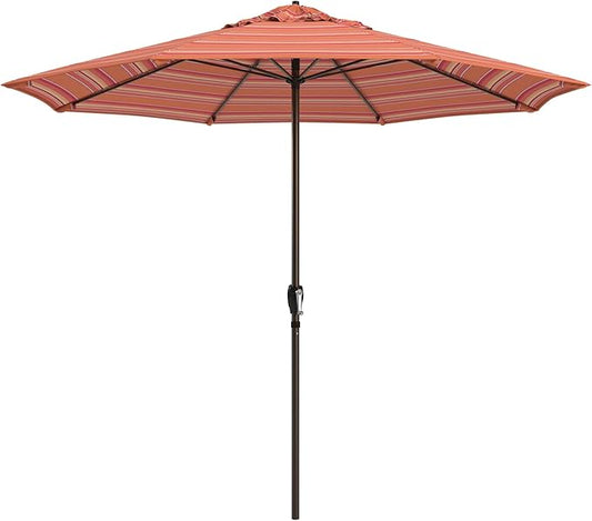 California Umbrella 12-Year Protection 9-Ft Outdoor Patio Umbrella, Sunbrella Fade-Resistant Fabric, Auto-Tilt, Heavy Duty Aluminum Frame, 8 Reinforced Ribs for Pool or Deck, Bronze Pole, Dolce Mango