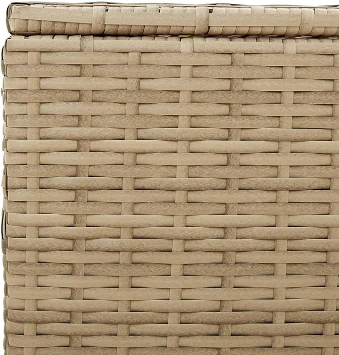 Garden Storage Box 190L Large Outdoor Storage Container with Wheels Mix Beige PE Rattan for Patio Balcony and Garden