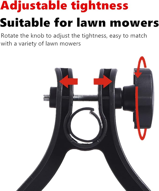 String Trimmer Support Wheels, Adjustable Lawn Mower Auxiliary Walk Behind Weed Wacker Wheels, Garden Lawn Tool Attachment for Grass Eater Holder (Black)