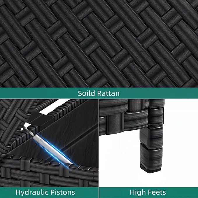 YITAHOME 260 Gallon Wicker Deck Box, XXL All-Weather Outdoor Storage Box, Extra Large Rattan Storage Bin for Patio Furniture, Outdoor Cushions, Pool Storage and Garden Tools (Black)