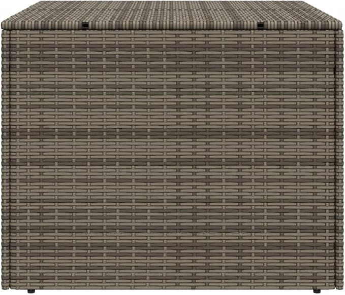 291 L Grey Wicker Deck Box Outdoor Storage Box 29.5 x 31.5 x 23.2 in PE Rattan Patio Cushion Chest with Powder-Coated Steel Frame for Garden & Poolside