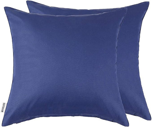 MIULEE Decorative Outdoor Waterproof Pillow Covers 16x16 Navy Blue | Decorative Patio Furniture,Pack of 2,Accent Square Soild Throw Pillow Covers,Summer Garden Tent Couch Sofa