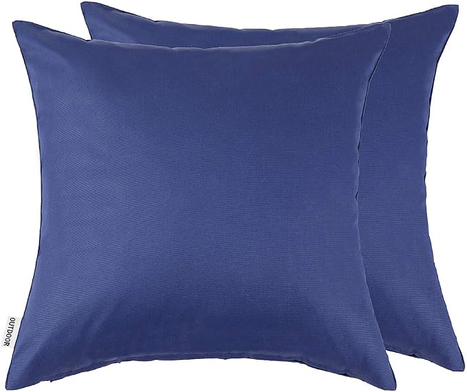 MIULEE Decorative Outdoor Waterproof Pillow Covers 24x24 Navy Blue | Decorative Patio Furniture,Pack of 2,Accent Square Euro Soild Throw Pillow Covers,Summer Garden Tent Couch Sofa