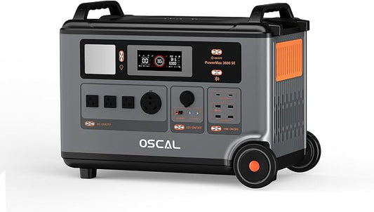 OSCAL Portable Power Station 3600Wh PowerMax 3600 SE, 3600W (Surge 7200W) Output, 2.4H Fast Charge, LiFePO4 Power Station, Solar Generator for Home Use, Power Outage, Camping, RV, Emergencies
