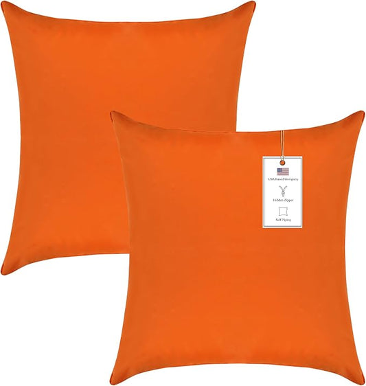 A1 HOME COLLECTIONS A1HC Luxurious Outdoor Waterproof Pillow Covers 22x22 Inches (Pack of 2, Burning Orange), Throw Pillow Covers for Pool Areas, Garden, Sofa, Chairs, Beds, Tent, Patio