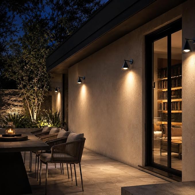 Dusk to Dawn Outdoor Wall Lights Set of 2, Modern LED Wall Sconce | Dusk to dawn