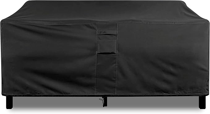 KHOMO GEAR - PANTHER Series - Waterproof Heavy Duty Outdoor Lounge Loveseat Sofa Patio Cover - Medium - 2 & 3 Seats, Black