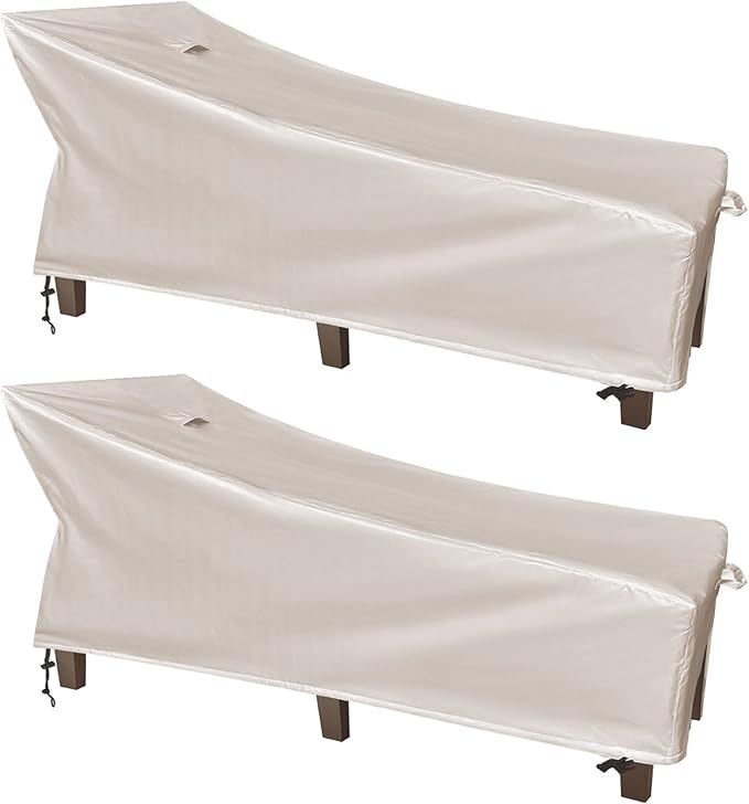 SIHAIAN Patio Lounge Chair Cover Waterproof Outdoor Chaise Lounge Covers UV Resistant Special Fixed Design 86Lx32Wx35H Beige 2Pack Patio Furniture Covers
