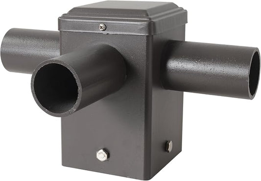90 Degree Square Horizontal Tenon Adaptor with 3 Arms, Dark Bronze Heavy Duty Steel 4" Square Pole to Tenon, Top Tenon for 2 3/8" Slip Fitter Mount Led Shoebox Light 3 Fixture