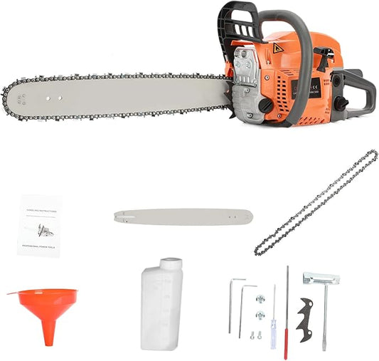 Chainsaw,58cc 20 Inch Gas Powered Chainsaw,8500rpm 2-Cycle Handheld Cordless Petrol Chainsaw Optional for Trees Wood Farm Garden Ranch Forest Cutting Logging Machine 20Inch