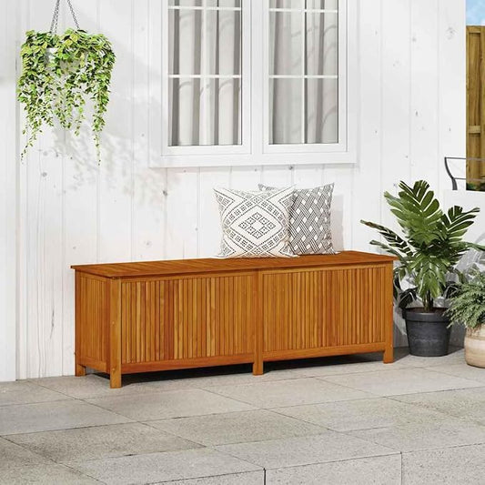 Outdoor Storage Box Solid Acacia Wood Patio Deck Chest for Cushions Blankets Organization 68.9 x 19.7 x 22.8 Inches