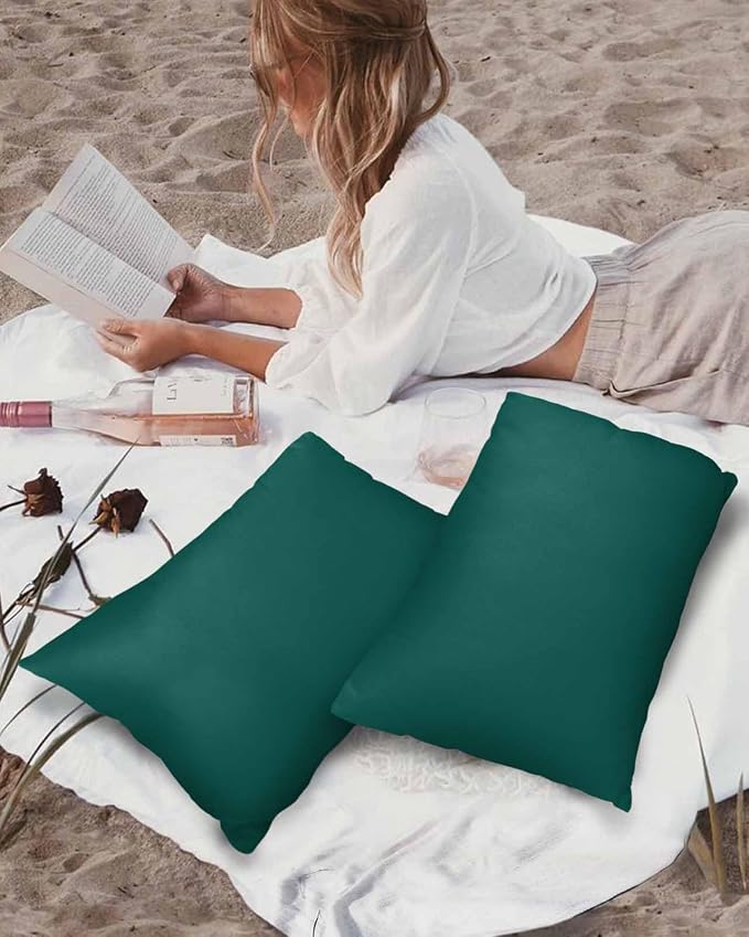 Outdoor Waterproof Throw Pillow Covers Set of 2 Aventurine Green Lumbar Pillowcases 20x12 Inches Simple Style Patio Decorative Pillows Cushion Case Patio Pillows for Couch Bed Chair Garden