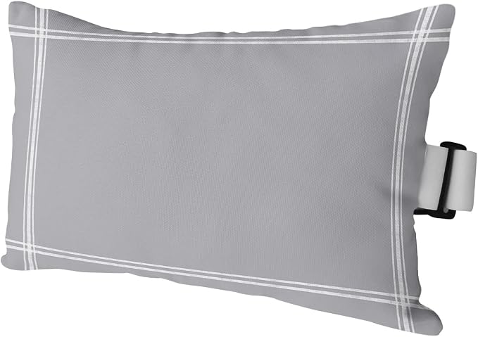 Outdoor Pillows Covers with Inserts Solid Color Gray Waterproof Recliner Pillow with Adjustable Strap Throw Pillows for Patio Furniture Pool Lounge Chair, 11x16 inch, 1PCS