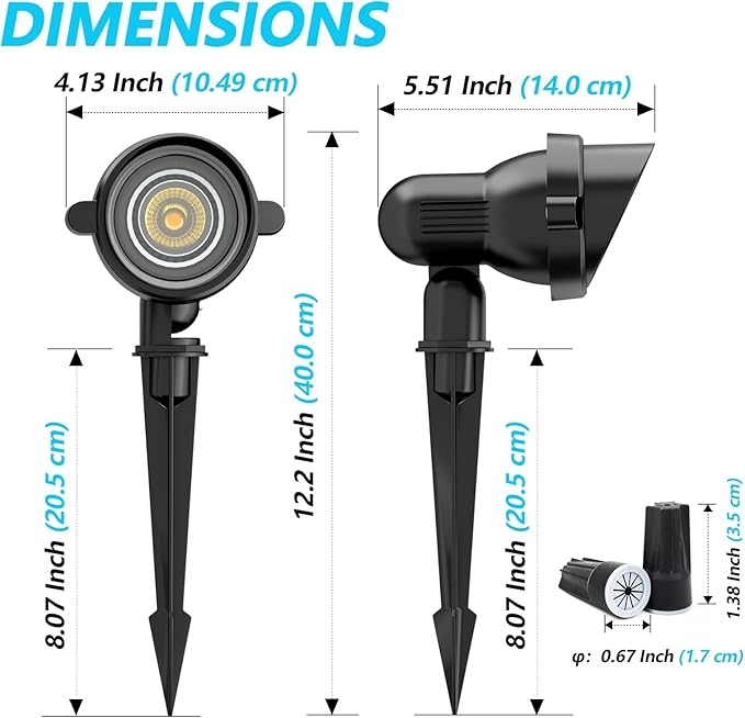 LED Landscape spotlights Yard: 10W MR16 Low Voltage Landscape Lights 12-24V 3000K Warm White - Outdoor Garden Driveway Wall Lighting for Contractors - 12 Pack