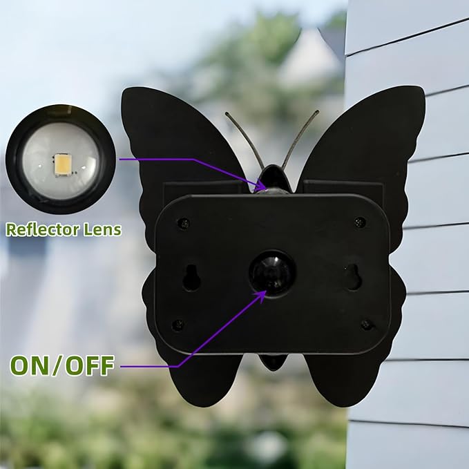 Butterfly Wall lihgts Decorations Solar Fence Lights Outdoor Solar Deck Light Waterproof LED Solar Powered Step Light Garden Butterfly Decorative Lighting for Front Door Yard Patio (Warm Light)