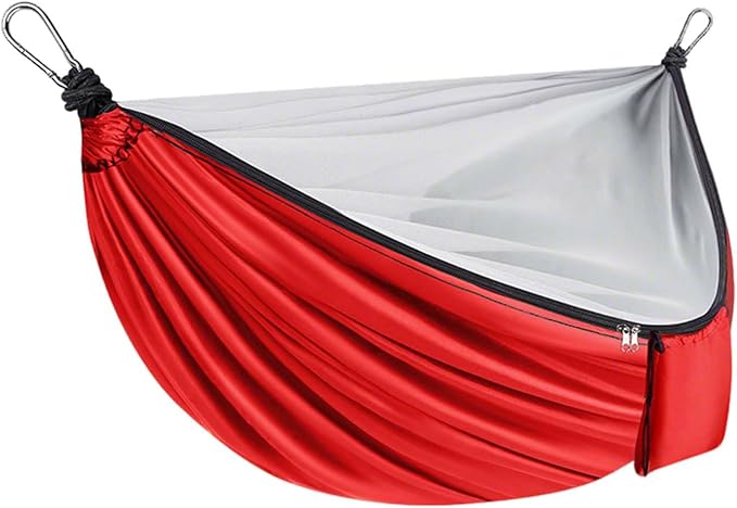 YSUEFIJO Outdoor Hammock with Mosquito Net, Comfortable Camping Hammock for Travel and Backyard, Foldable Portable Hanging Hammock, Breathable Fabric, Weight Capacity 250kg