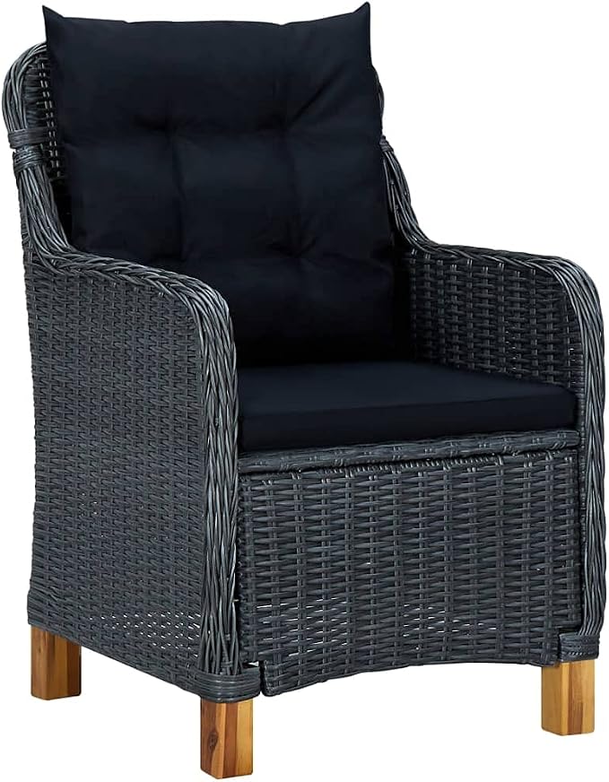9 Piece Patio Dining Set with Cushions Poly Rattan,Outdoor Dining Set,Garden Dining Set,Terrace Tables and Chairs,Lounge Seat,Garden Furniture,for Homes,Offices,Living Room,Cafes,Dark Gray