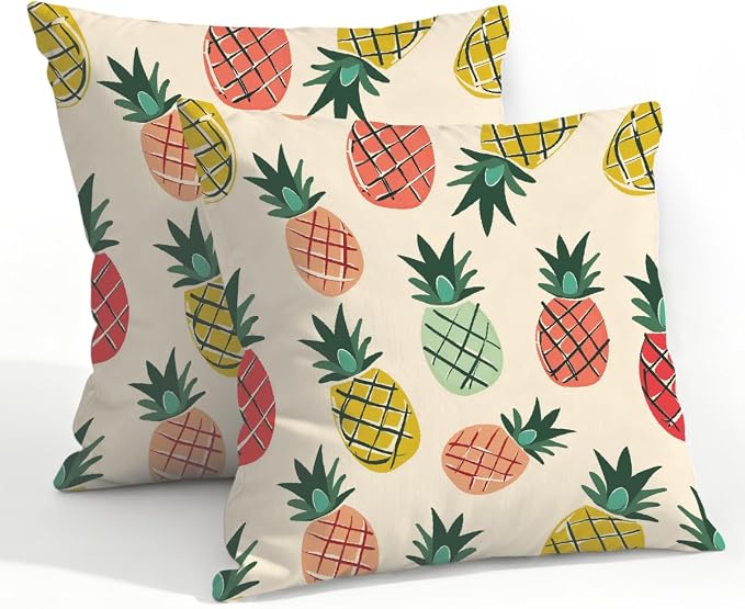 22x22 Inch Outdoor Pillow Covers Set of 2 Waterproof Throw Pillow Covers Decorative Couch Cushion Covers Pineapple Cute Square Pillowcases Protectors for Patio Garden Sofa
