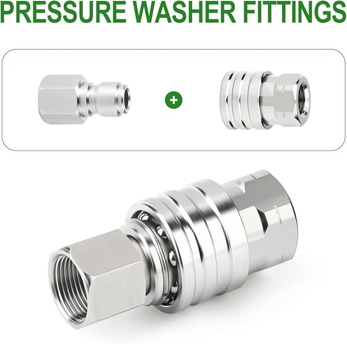 TAISHER 6PCS 304 Stainless Steel 1/4" Female NPT High Pressure Washer Quick Connect Coupler for Pressure Washing Gun Hose Accessories