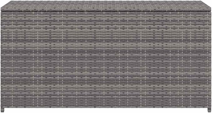 Outdoor Garden Storage Box, Large Patio Deck Box with Synthetic Poly Rattan and Steel Frame, Collapsible Storage Chest for Backyard and Terrace, 47.2 x 47.2 x 23.6 Inches, Grey