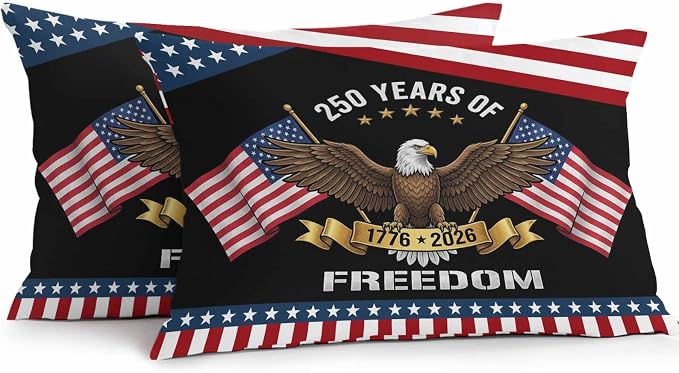 250 Years Anniversary Outdoor Pillow Covers 20x12 Inch Lumbar Pillow Covers Set of 2 Waterproof Decorative Throw Pillow Cases American Flag Eagle Independence Day Cushion Covers for Patio Furniture