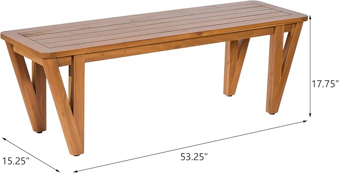 Christopher Knight Home Cove Acacia Wood Outdoor Dining Set for 2, Patio Dining Table with Bench, 2 Piece Outdoor Dining Table Set, Teak