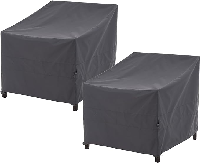 WJ-X3 Patio Chair Cover, Outdoor Lounge Cover, Heavy Duty, Waterproof Lawn Patio Chair Covers, 33W x 35D x 36H, Grey, 2-Pack