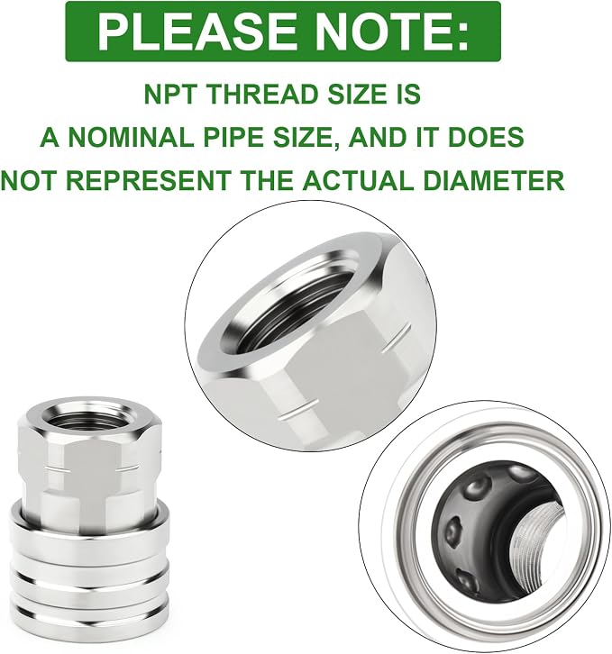 TAISHER 8PCS 304 Stainless Steel 1/4" Female NPT High Pressure Washer Quick Connect Coupler for Pressure Washing Gun Hose Accessories