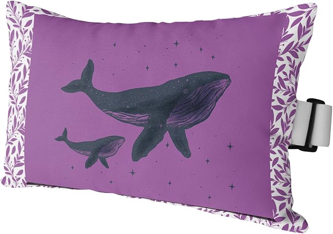 Outdoor Pillows Covers with Inserts Whale Stars Leaves Romantic Purple Waterproof Recliner Pillow with Adjustable Strap Throw Pillows for Patio Furniture Pool Lounge Chair, 12x20 inch, 1PCS