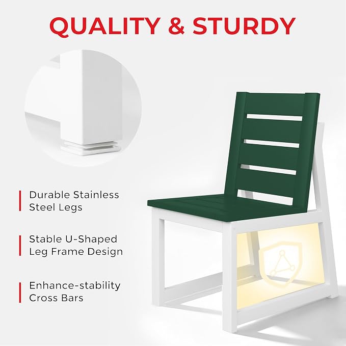 Costaelm Stinson Outdoor Patio HDPE Dining Side Chair, Dark Green