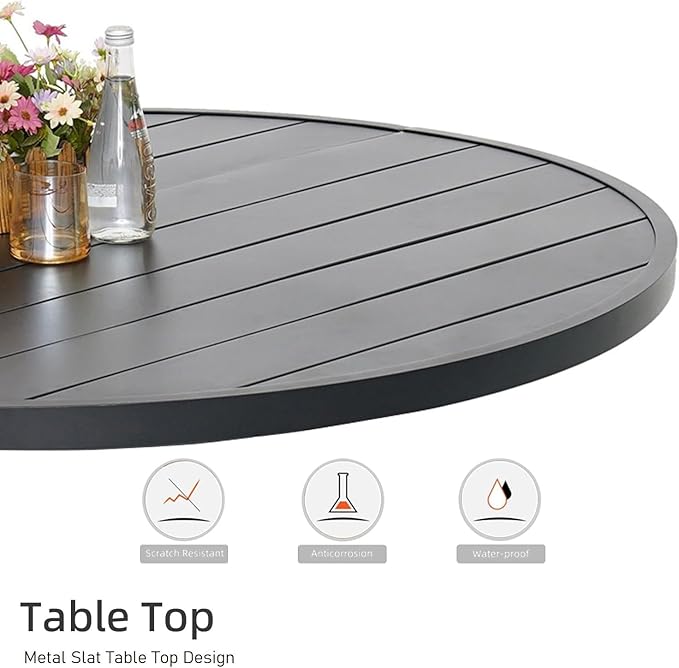 Outdoor Dining Table with 4PCS Swivel Chairs,48" Round Patio Table with Adjustable Umbrella Hole,Stable Patio Dining Set for Home or Outside