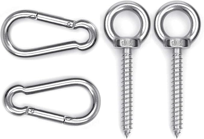 Hammock Hanging Kit, Load Capacity 1400 LBS, Stainless Steel Hooks Heavy Duty Carabiner Set for Hammock Yoga Swing Chair Hook for Indoor, Outdoor, Wall, Trees, Porch