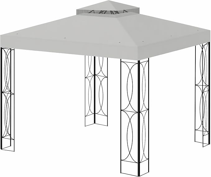 8'x8' Gazebo Cover Replacement Canoy Top Compatible with Canadian Tire Living Crawford, Fit for RONA 8x8 Gazebo #088-1067-8 (Gray)