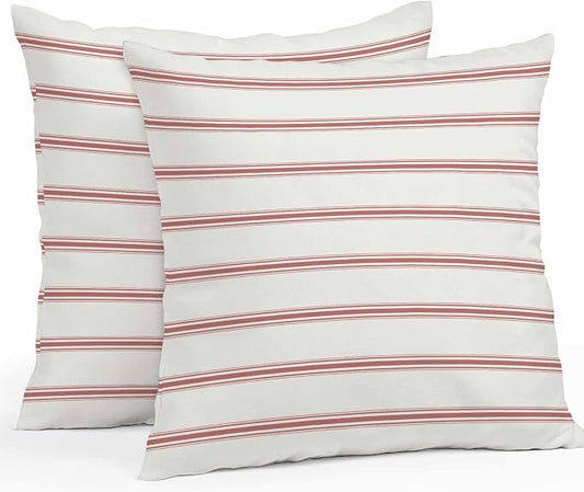 Vandarllin Outdoor Throw Pillows Covers 26x26 inch Set of 2 Waterproof Red Stripes Decorative Zippered Cushion Covers for Patio Furniture, Abstract Lines Striped Lumbar Pillowcases